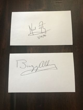 Neil Armstrong And Buzz Aldrin Signed Index Cards.  No Coa’s And.