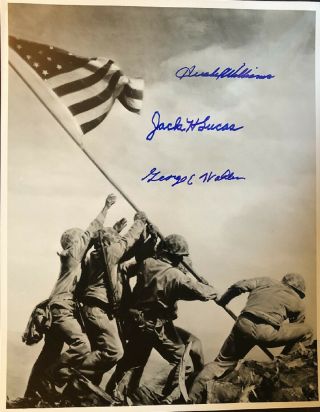Iwo Jima - 11x14 Photograph Signed By The Last 3 Moh Survivors