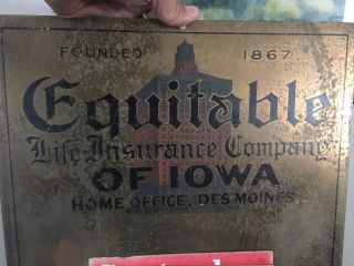 Vintage Equitable Life Insurance Co Of Iowa Brass Calendar Sign W Numbers