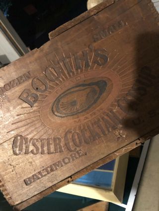 Antique Booth’s Cocktail Baltimore Md Oyster Wood Crate Wooden Box