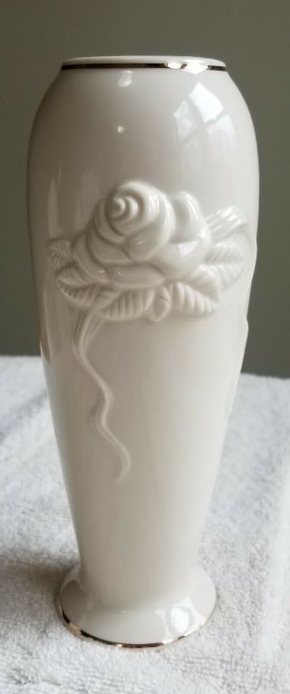 Lenox - Rose Blossom Bud Vase - Gold Trim