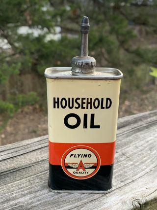 Vintage Flying A Household Lead Lead Top Handy Oiler 4 Oz Metal Oil Can Gas Sign