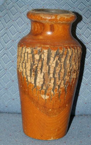 Antique Wood Burl Vase Souvenir Adirondacks Lake Bonaparte Indian Decal 2