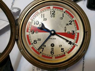 Vintage Rare Chelsea Radio Room 5.  5 Inch Dial Brass Case Ships Clock Key