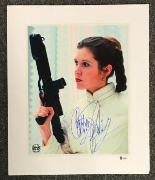 Carrie Fisher Signed 15x18 Star Wars Princess Leia Photo On Dry Canvas Bas Loa