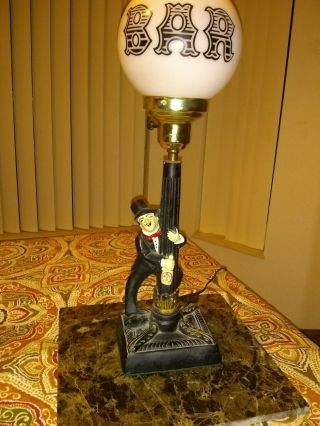 Vintage Milk Glass Bar Globe/charlie Chaplin Hobo Light.