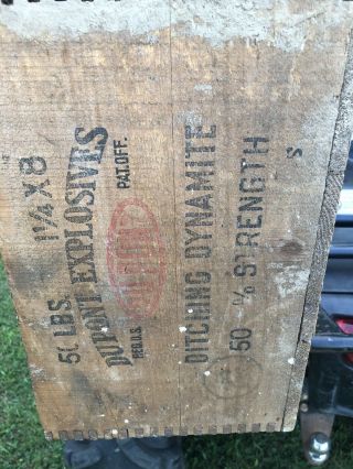 Vintage Dupont Explosives Wooden Box Crate.