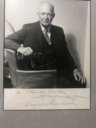 Dwight Eisenhower Autographed Photograph To Thomas Decker Palm Springs Ca.