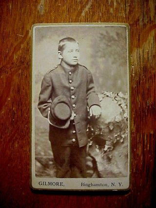Civil War Drummer Boy In Uniform Antique Cdv Photo Binghamton Ny