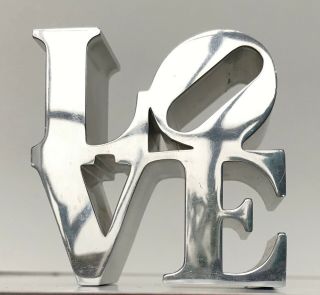 Vintage 1970s Robert Indiana Love Sculpture Aluminum Pop Art Paperweight