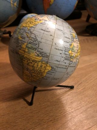 Vintage Small 1970s French World Globe,  6.  5 " Tall