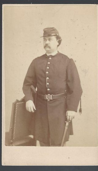Civil War Era Cdv Of Union Capt Charles O Rich 45th Mass Vols With Sword/holster