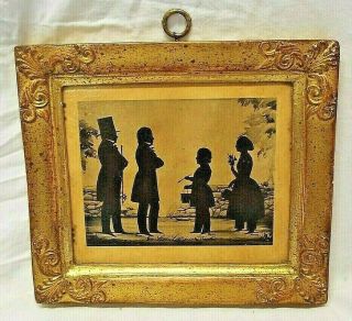 Antique Borghese Italian Silhouette Littlefield Family Gold Gilt W/ Frame Glazed