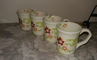 Vtg Better Homes & Gardens Tall Ceramic Coffee Mugs/ Cups / Set Of 4