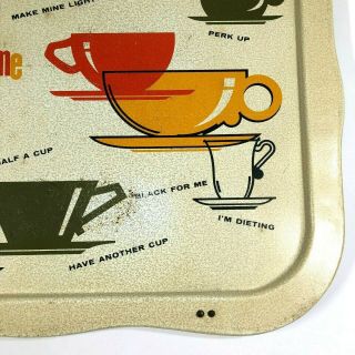 Set of 2 Vintage 50s 60s Metal Coffee Time TV Dinner Trays Cafe Yellow Green Red 3