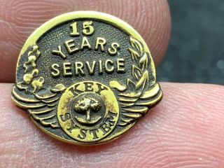 Key System 10k Gold 2.  9 Gram Vintage Rare 15 Years Service Award Pin.