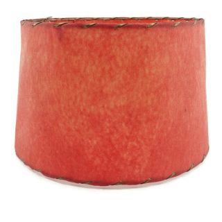 1 Vtg Fiberglass Lamp Shade Only Retro Mcm Drum Barrel Round 12 " Red Laced