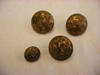 Antique Vtg Us Military Civil War Era Nhdvs Brass Steele & Johnson Buttons