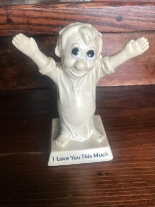 Vintage 1970s I Love You This Much Resin Statue Figurine Russ Wallace Berrie