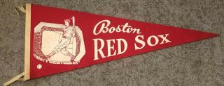 Vtg 1950s Boston Red Sox Pennant Fenway Park And Batter Scene Ted Williams 29.  5”