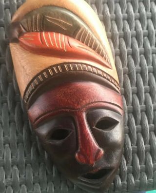 Vintage African Hand Carved Wood Tribal Mask Wall Decor