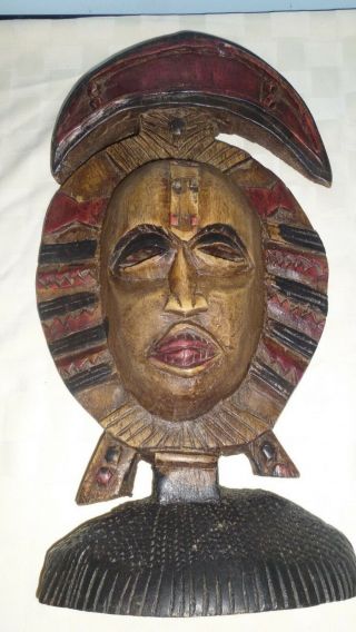 Antique African Tribal Head Wooden Mask Hand Painted - Magnificent