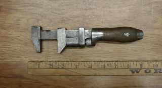 2 Antique Wood Handle Monkey Wrenches,  Coes SWH 8 - 1/2 