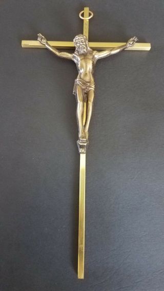 Vintage Brass And Bronze Crucifix.  Pre - Owned.  10 ".