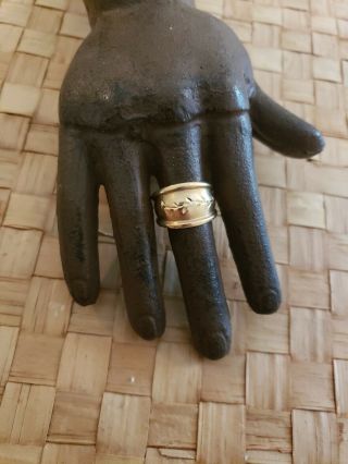 Vintage 10k Gold Cigar Ring Size 7 10k Yellow Gold Unique Design 13mm Wide