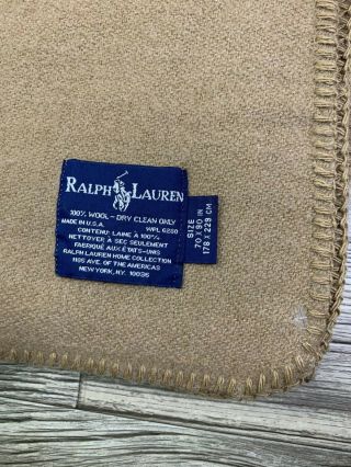 Vintage Ralph Lauren 100 Wool Blanket Made In Usa Size 70 X 90 Twin