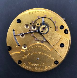 1883 Hampden 18s 15j Antique Pocket Watch Movement No.  56/3 256955 Of Running