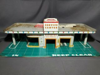 Vintage Tin Litho Marx Service/gas Station Center 1950 