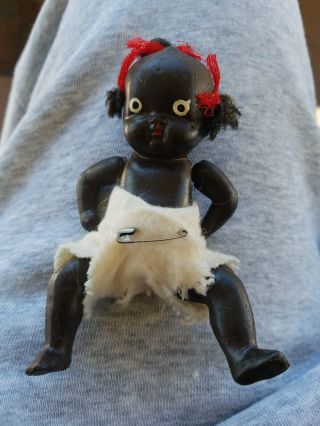 Vintage Japan Ceramic Black Baby Doll Figurine