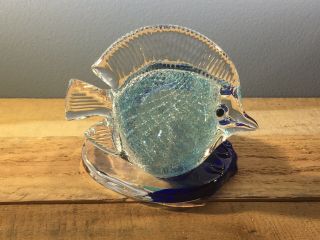 Partylite " Bermuda " Tropical Fish Glass Blue Tealight Holder P7155 - Rare - Nib
