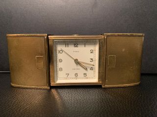 Vintage 1951 Semca " The Convertible " 7 Jewel Swiss Travel Alarm Clock