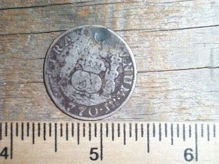 Dug Civil War Relic 1770 2 Reales Spanish Silver Confederate Treasure Coin