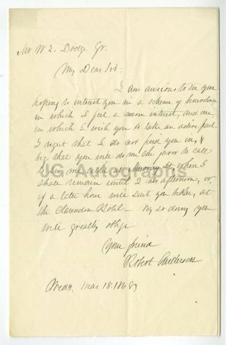 Robert Anderson - Civil War - Signed Letter (als) To William E.  Dodge,  1868