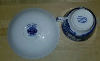 Vtg Tea Cup & Saucer Enoch Woods English Scenery Wood & Sons England Blue White 3