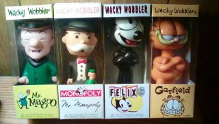 Funko Mr.  Magoo,  Mr.  Monopoly,  Felix The Cat & Garfield Wacky Wobblers Mib