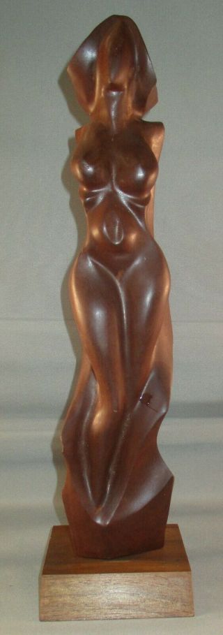 Vintage Abstract Mid Century Modern Wooden Nude Female Sculpture