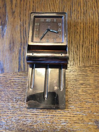 Vintage Lecoultre Brass & Glass 2 Day Alarm Travel Clock Estate Find