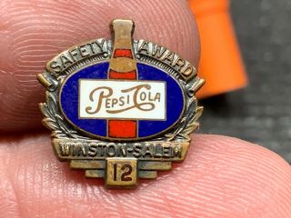 Pepsi - Cola Gorgeous Very Old Winston - Salem 12 Years Safe Service Award Pin.