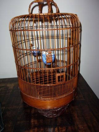 Vtg Chinese Asian Bamboo and Wire Bird Cage 24 