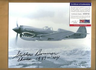 Psa/dna Stephen Bonner Flying Tigers Ace Pilot Autographed 8x10 Picture 23rd Fg