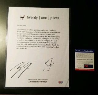 21 Twenty One Pilots Josh Dun Tyler Joseph Signed Autographed Letter Psa/dna