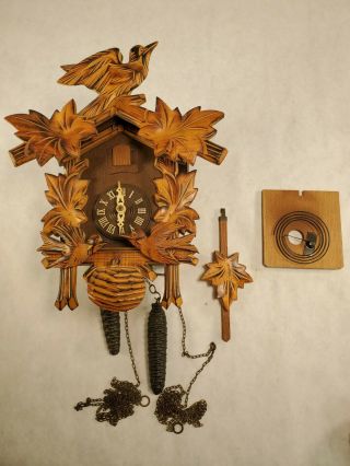 Vintage Black Forest Cuckoo Clock Moving Birds West Germany 2