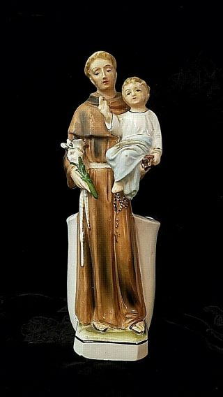 Vintage Saint Anthony Infant Jesus Figurine Statue Planter