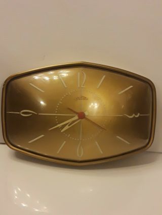Vintage Mid Century Sunbeam Gold Electric Wall Clock