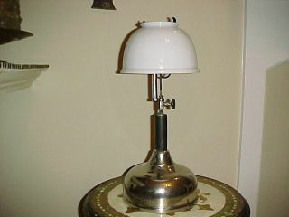Vintage 1925 Coleman Quick - Lite Pressure Table Lamp/lantern W/milk Glass Shade