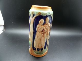 Vintage Ceramic Hand Painted Beer Stein Mug Made Japan Embossed Designs